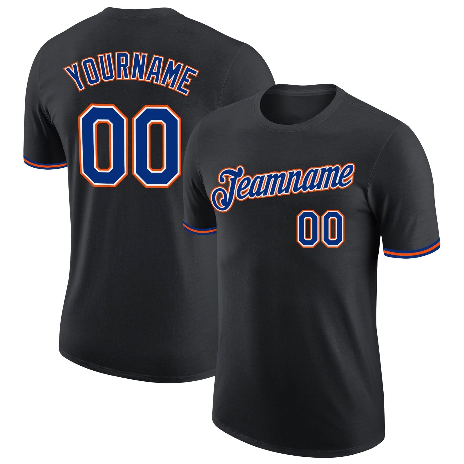 Custom Black Royal-Orange Performance T-Shirt photo 1