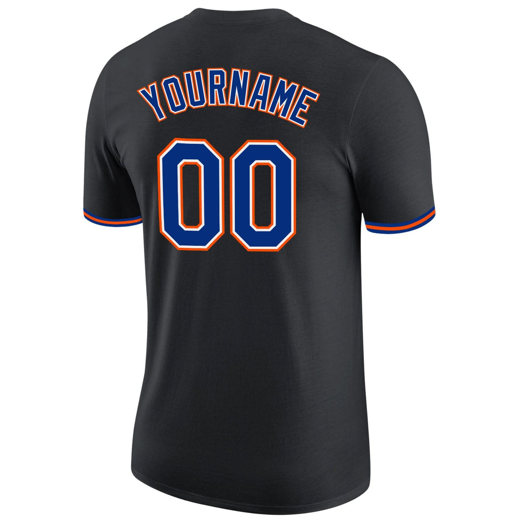 Custom Black Royal-Orange Performance T-Shirt photo 5
