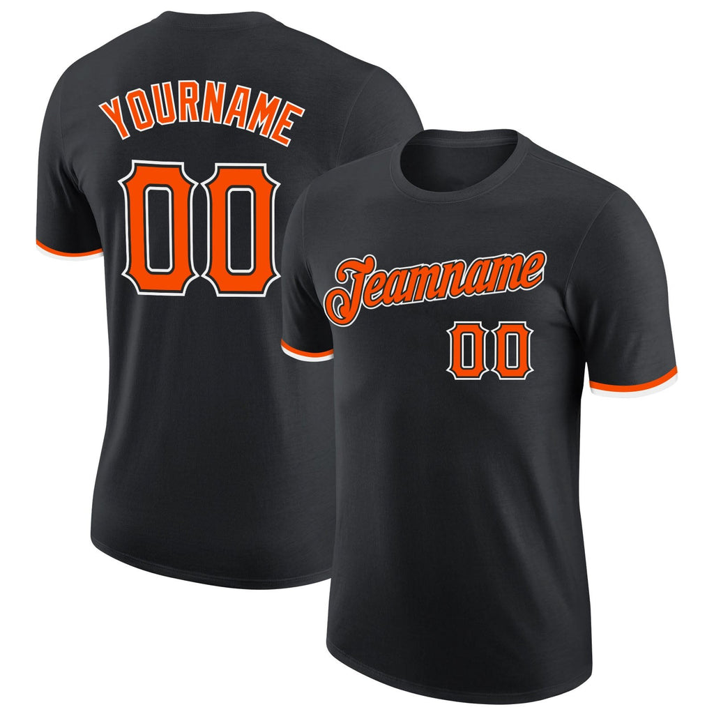 Custom Black Orange-White Performance T-Shirt photo 1