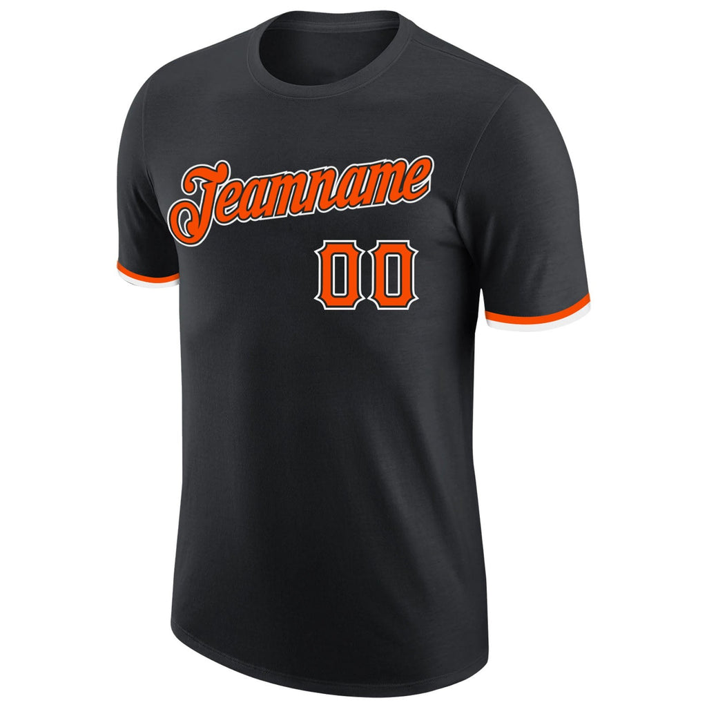 Custom Black Orange-White Performance T-Shirt photo 4