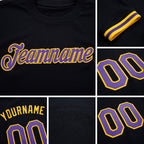 Custom Black Purple-Gold Performance T-Shirt detail