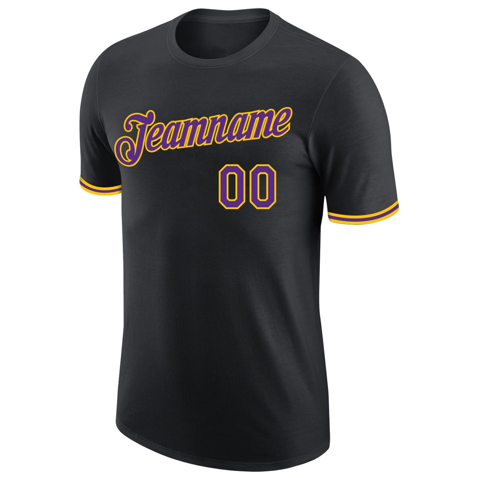 Custom Black Purple-Gold Performance T-Shirt photo 4