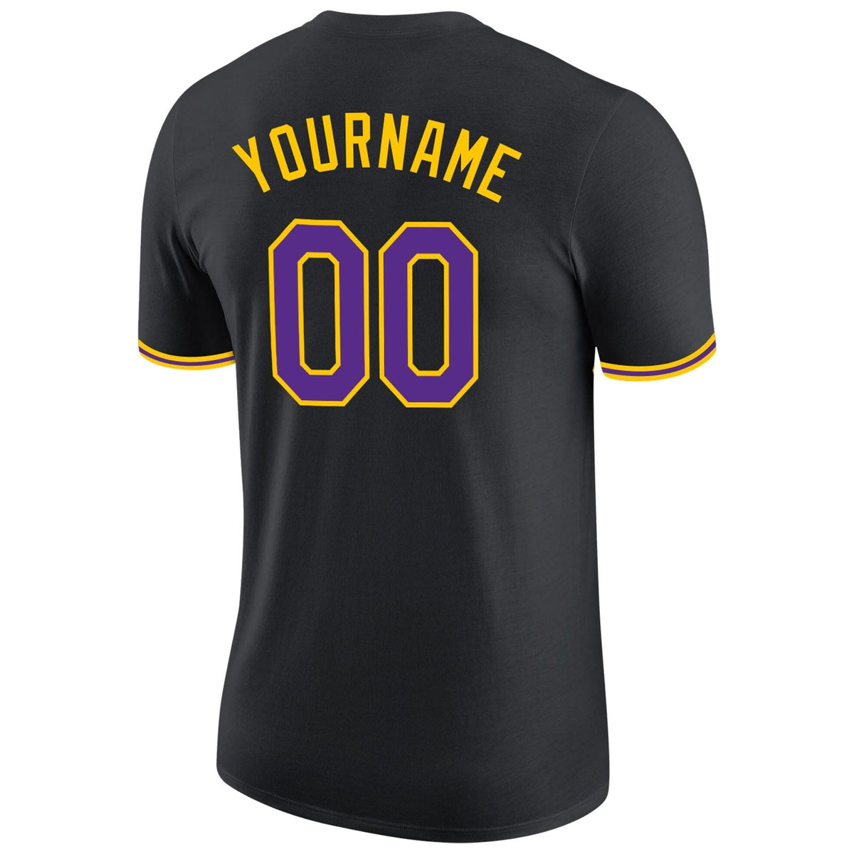 Custom Black Purple-Gold Performance T-Shirt photo 5