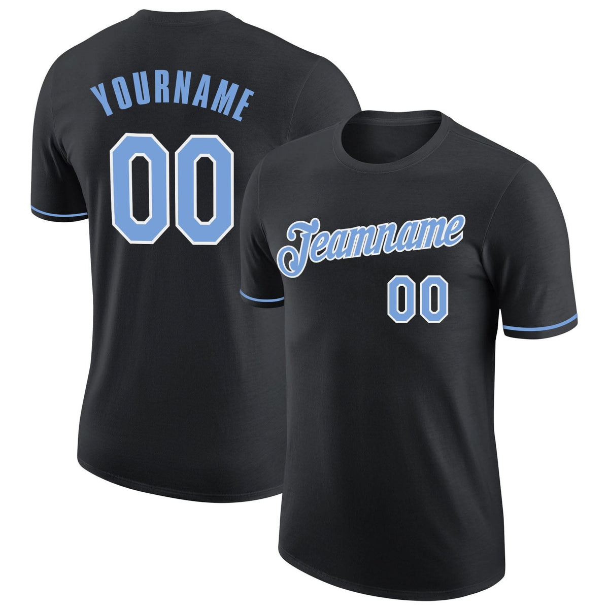 Custom Black Light Blue-White Performance T-Shirt photo 1