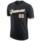 Custom Black White-Old Gold Performance T-Shirt photo 4