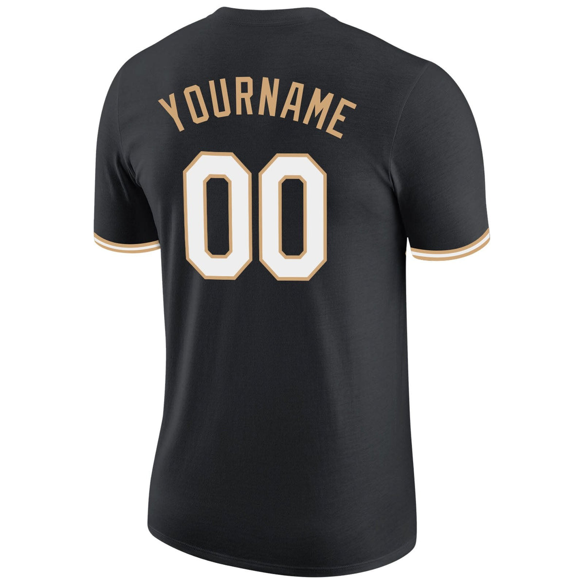 Custom Black White-Old Gold Performance T-Shirt photo 5