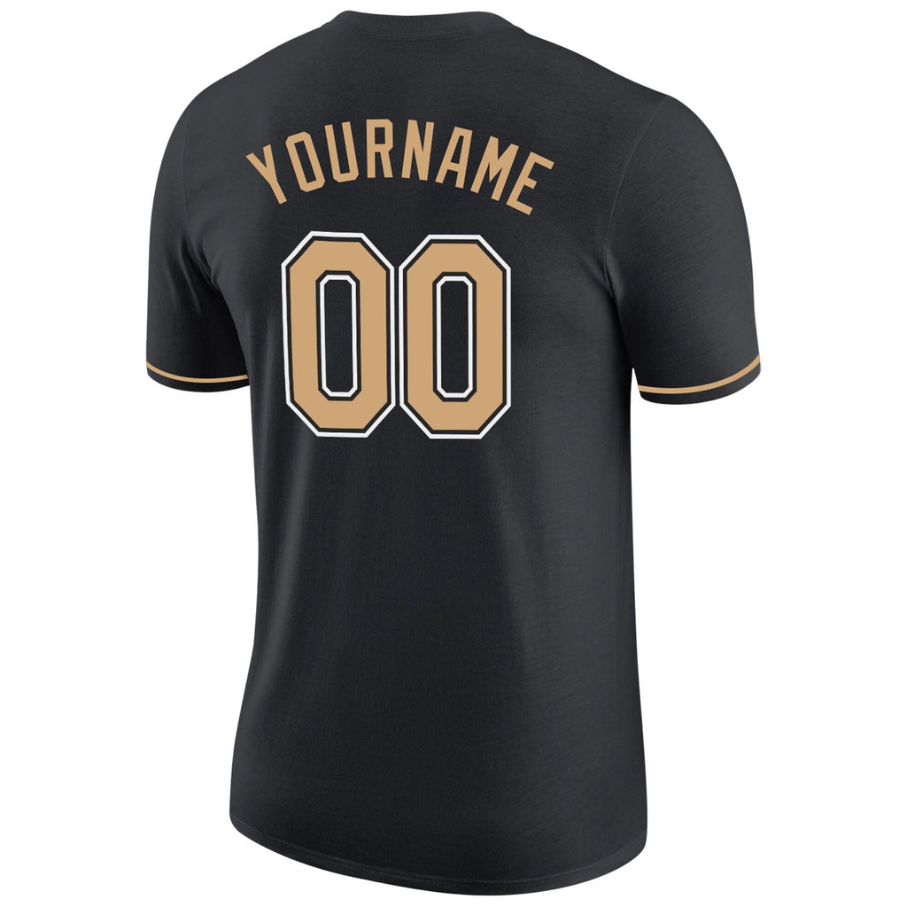 Custom Black Old Gold-White Performance T-Shirt photo 5