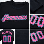 Custom Black Pink-Light Blue Performance T-Shirt detail