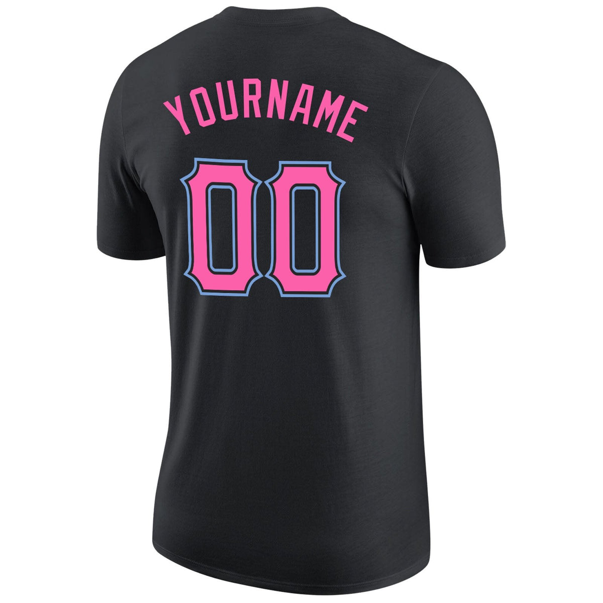 Custom Black Pink-Light Blue Performance T-Shirt photo 5