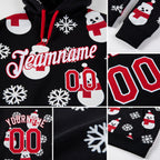 Custom Stitched Black Red-White Christmas 3D Sports Pullover Sweatshirt Hoodie detail