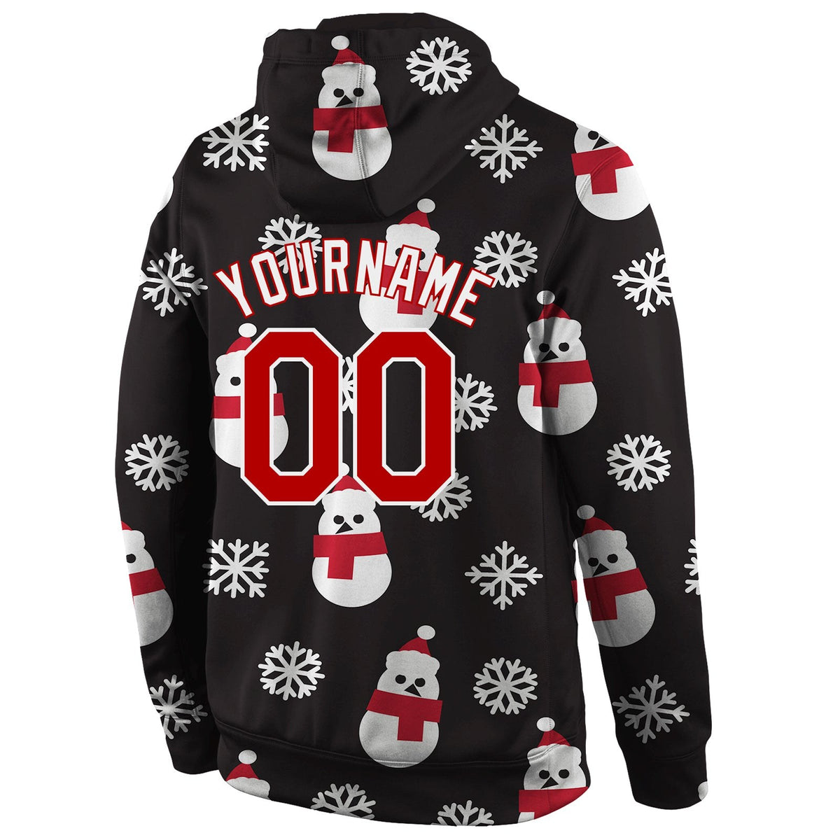 Custom Stitched Black Red-White Christmas 3D Sports Pullover Sweatshirt Hoodie photo 3