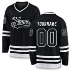 Custom Black Black-White Hockey Jersey