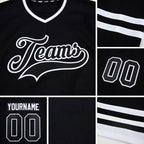 Custom Black Black-White Hockey Jersey detail