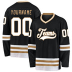 Custom Black White-Old Gold Hockey Jersey photo 1