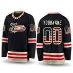 Custom Black Vintage USA Flag-Cream Hockey Jersey