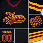 Custom Black Maroon-Gold Hockey Jersey detail