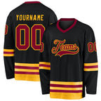 Custom Black Maroon-Gold Hockey Jersey photo 1