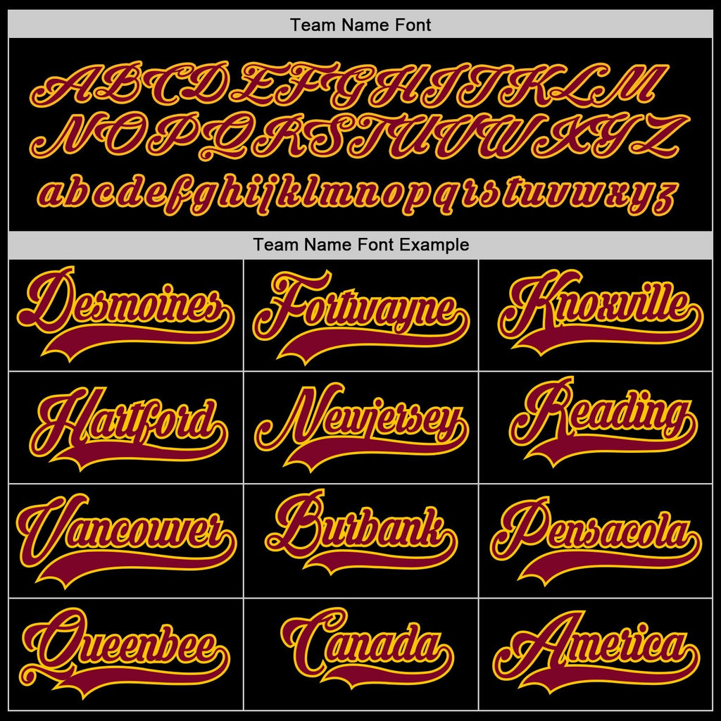 Custom Black Maroon-Gold Hockey Jersey photo 3
