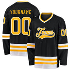Custom Black Gold-White Hockey Jersey photo 1