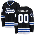 Custom Black White-Royal Hockey Jersey