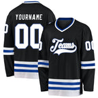 Custom Black White-Royal Hockey Jersey photo 1