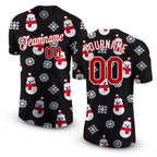 Custom Black Red-White Christmas 3D Performance T-Shirt