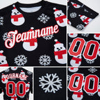 Custom Black Red-White Christmas 3D Performance T-Shirt detail