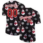 Custom Black Red-White Christmas 3D Performance T-Shirt photo 1