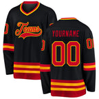 Custom Black Red-Gold Hockey Jersey