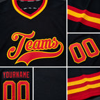 Custom Black Red-Gold Hockey Jersey detail
