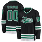 Custom Black Kelly Green-White Hockey Jersey photo 1