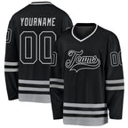 Custom Black Black-Gray Hockey Jersey photo 1