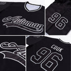 Custom Black Black-Gray Hockey Jersey photo 4