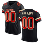 Custom Black Red-Cream Mesh Authentic Football Jersey