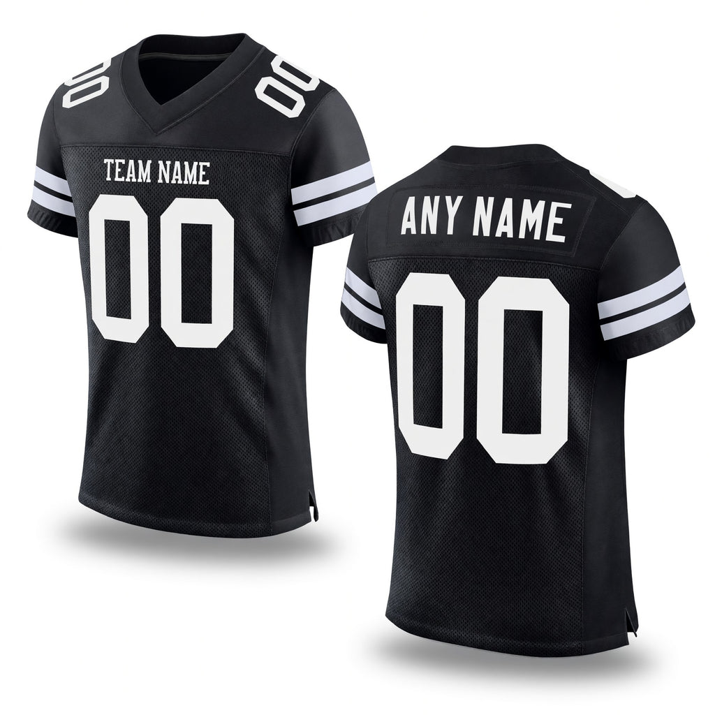 Custom Black White Mesh Authentic Football Jersey