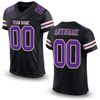 Custom Black Purple-Cream Mesh Authentic Football Jersey