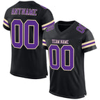 Custom Black Purple-Cream Mesh Authentic Football Jersey photo 1