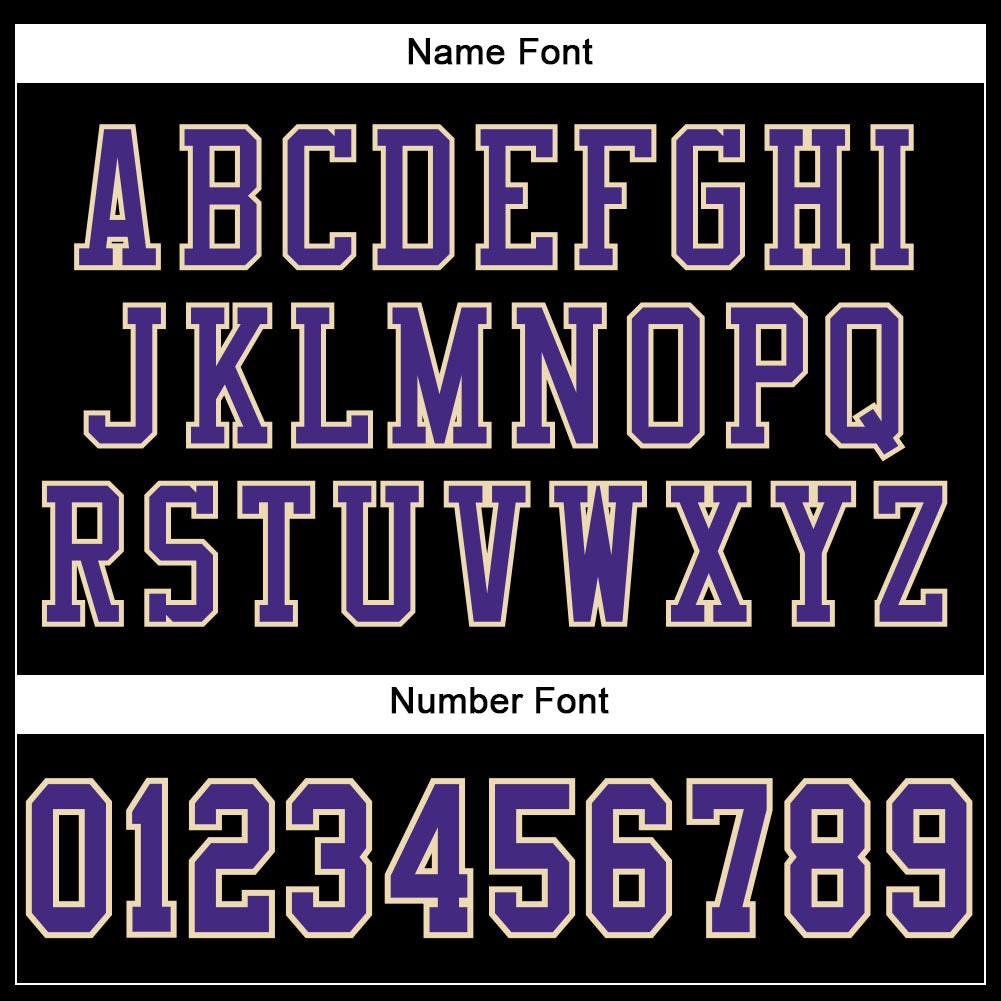 Custom Black Purple-Cream Mesh Authentic Football Jersey photo 3