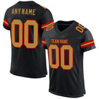 Custom Black Old Gold-Red Mesh Authentic Football Jersey photo 1
