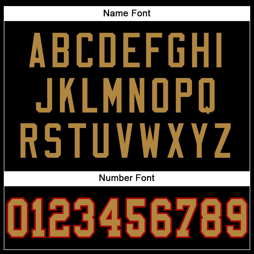 Custom Black Old Gold-Red Mesh Authentic Football Jersey photo 3