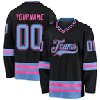 Custom Black Light Blue-Pink Hockey Jersey photo 1