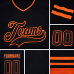 Custom Black Black-Orange Hockey Jersey detail