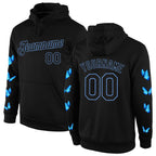Custom Stitched Black Black-Light Blue 3D Pattern Design Butterfly Sports Pullover Sweatshirt Hoodie