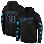 Custom Stitched Black Black-Light Blue 3D Pattern Design Butterfly Sports Pullover Sweatshirt Hoodie photo 1