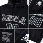 Custom Stitched Black Black-White 3D Skull Fashion Sports Pullover Sweatshirt Hoodie detail