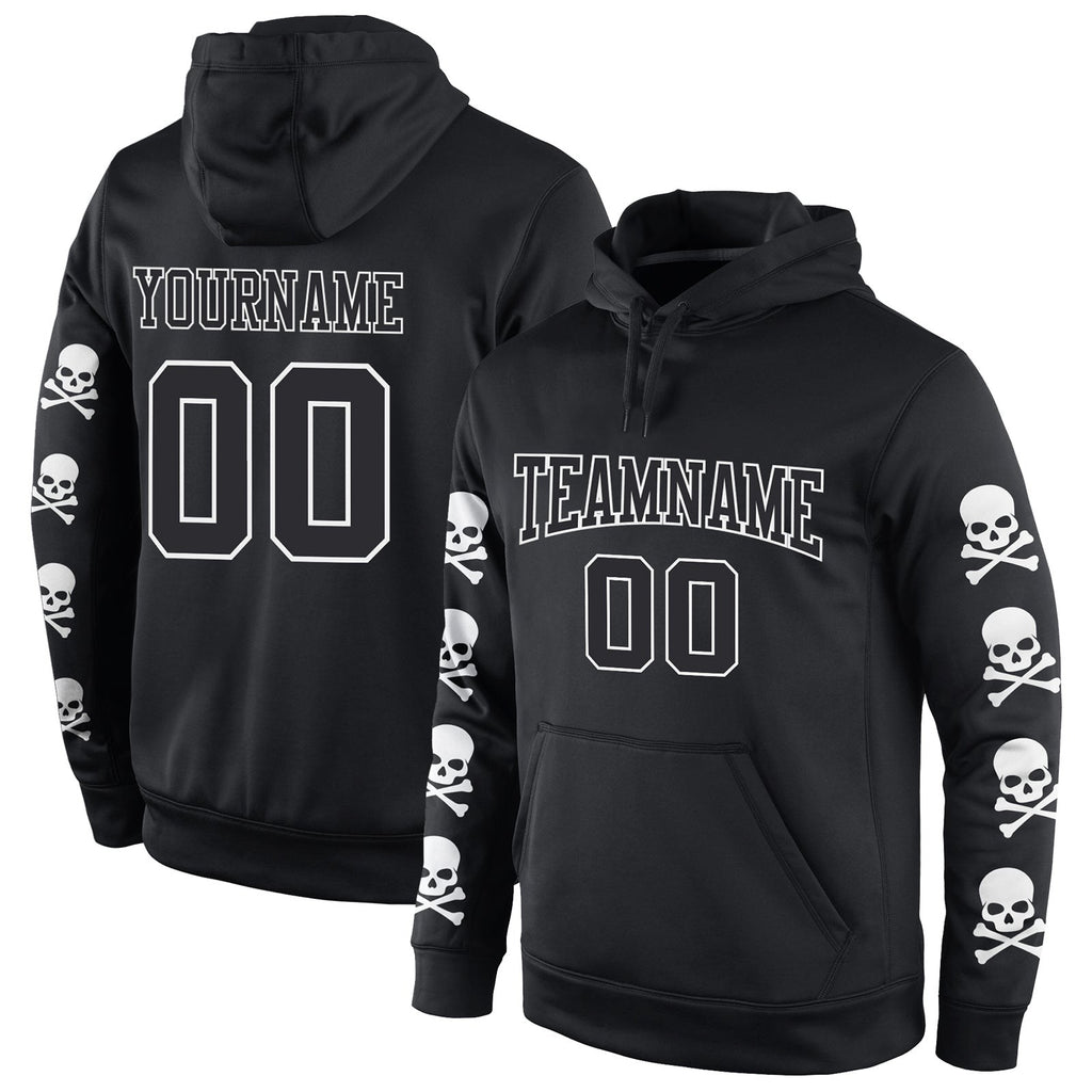 Custom Stitched Black Black-White 3D Skull Fashion Sports Pullover Sweatshirt Hoodie photo 1