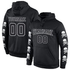Custom Stitched Black Black-White 3D Skull Fashion Sports Pullover Sweatshirt Hoodie photo 1