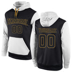 Custom Stitched Black Black-White Sports Pullover Sweatshirt Hoodie