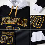 Custom Stitched Black Black-White Sports Pullover Sweatshirt Hoodie detail