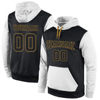 Custom Stitched Black Black-White Sports Pullover Sweatshirt Hoodie photo 1